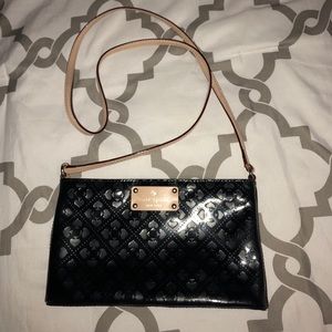Kate Spade nude and black shiny crossbody